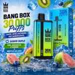 Bang Box 30000 Puffs vape descartável recarregável com dois sabores kiwi maracujá goiaba e mirtilo gelado