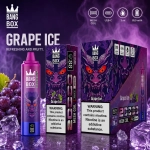 Bang Box 20000 Puffs rechargeable vape in Grape Ice flavor with purple grapes and cooling ice imagery