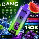 Bang Legend 110K 3-in-1 disposable vape – Energy Drink, Apple Grape and Mango Peach Apricot flavor set
