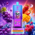 BANGBOX 80.000 puffs vape descartável 3-em-1 recarregável sabor uva dupla, manga e mirtilo gelado com framboesa ácida