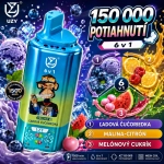 UZY 150 000 potiahnutí 6 v 1 – kombinácia príchutí ľadová čučoriedka, malina s citrónom a žuvačka z melóna