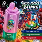 UZY 6 em 1 150000 Puffs Cigarro Eletrônico Descartável, Frutos Vermelhos