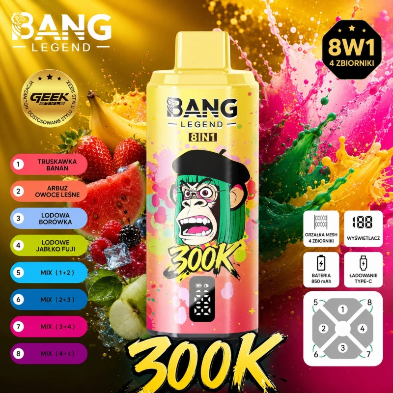 Bang Legend 8w1 30000 Jednorazowy e-papieros, Owocowy Mix