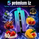 UZY 500K vape 5 ízzel – jeges áfonya, cseresznyés kóla, epres vanília, citrom-cseresznye, mangó-őszibarack