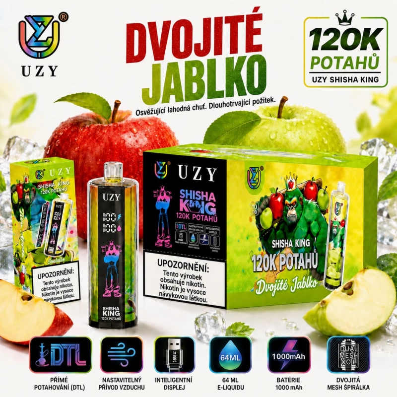 UZY Shisha Hookah King 120K Lemon Lime vape citron limetka příchuť