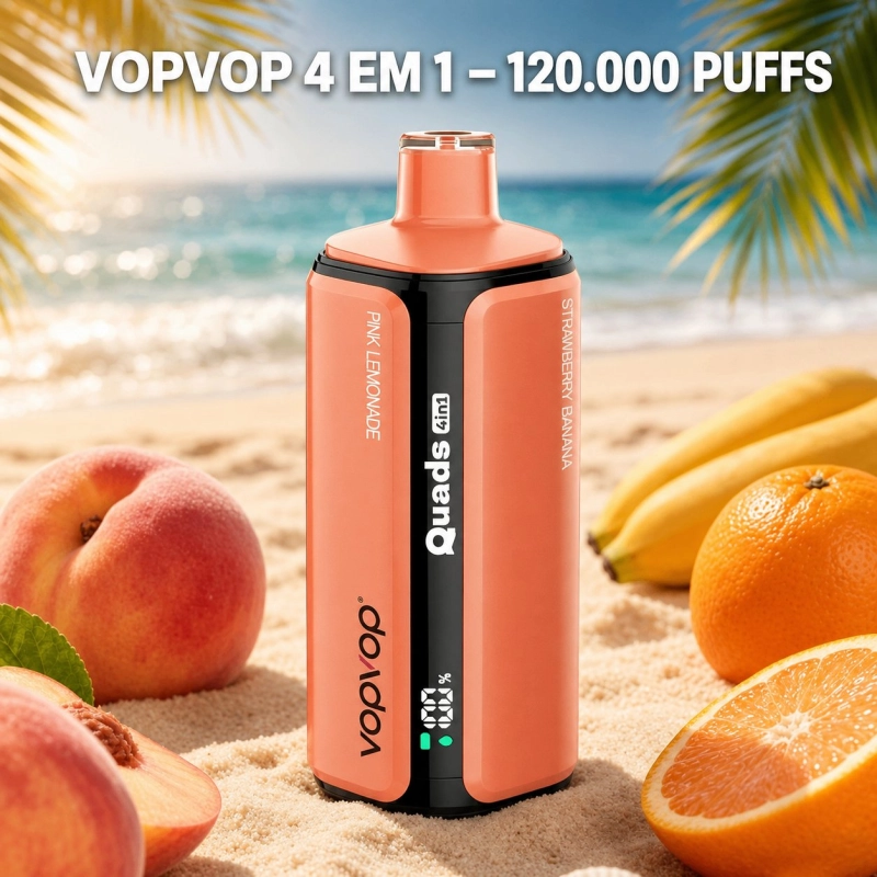 VopVop Quads 4 em 1 120.000 Puffs Vape Descartável, Mix de Frutas Laranja
