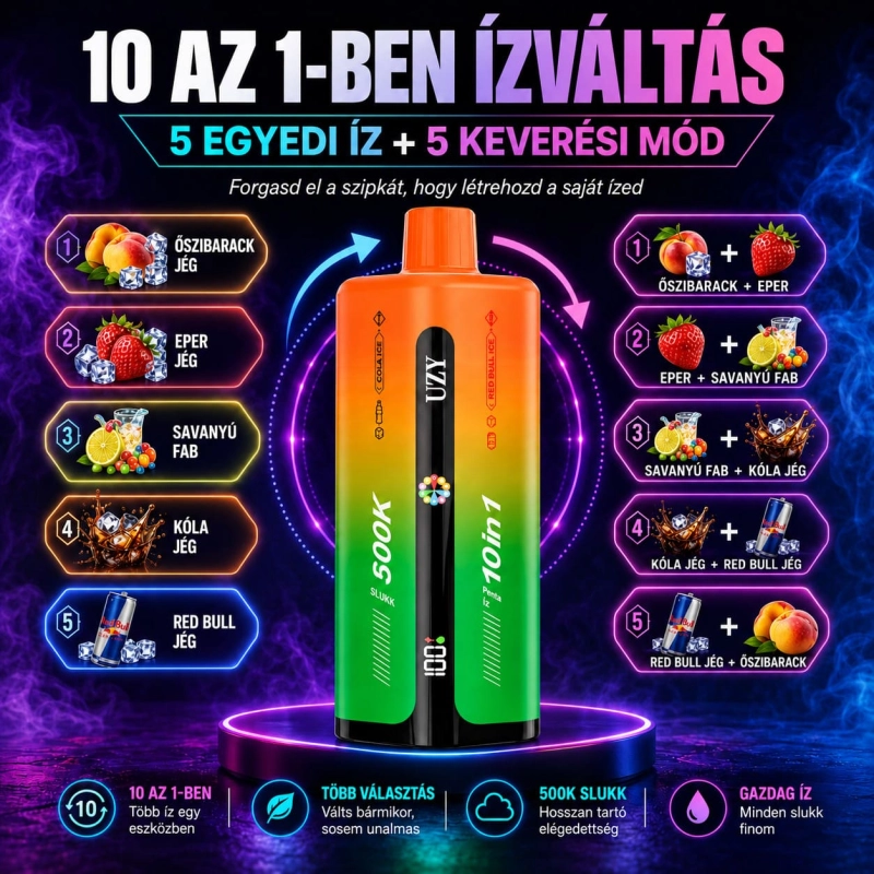 UZY 500K 10 az 1-ben vape frissítő és édes ízkombinációval