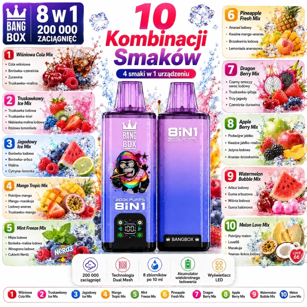 10 séries de sabores disponíveis para Bang Box 200.000 Puffs