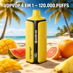 VopVop Quads 4 em 1 120.000 Puffs Vape Descartável, Morango Melancia Amarelo