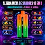 UZY Penta Flavor 500K com pêssego gelado, morango gelado, Sour Fucking Fab, cola gelada e Red Bull gelado.