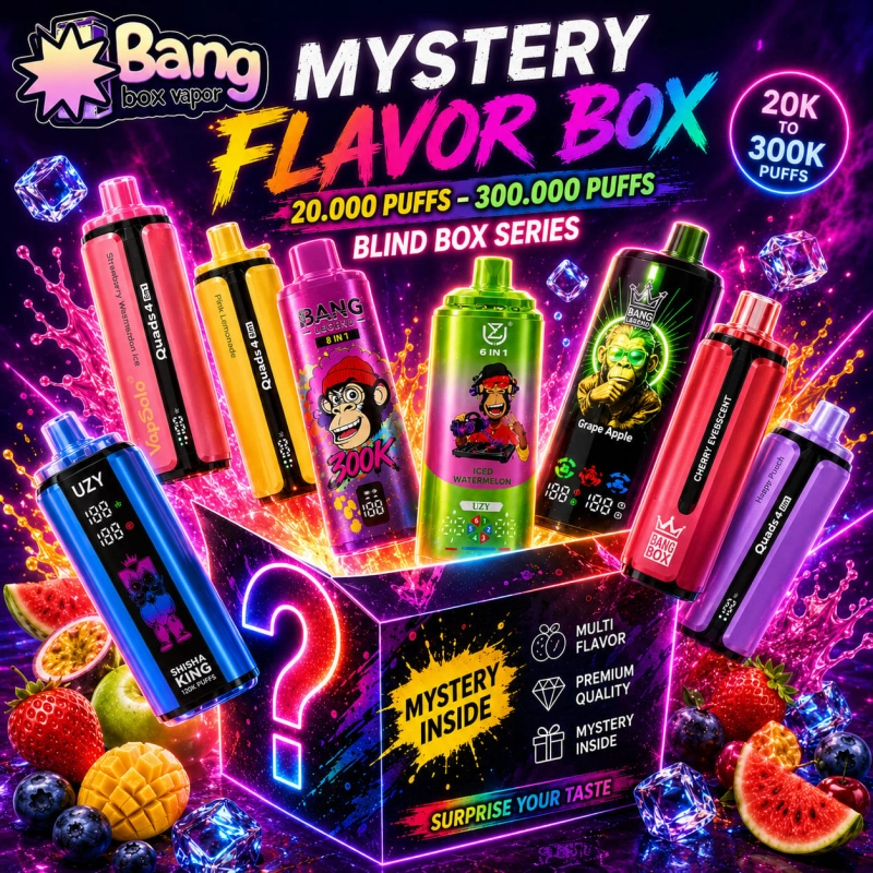 Mystery Vape Box with colorful random devices and surprise product selection