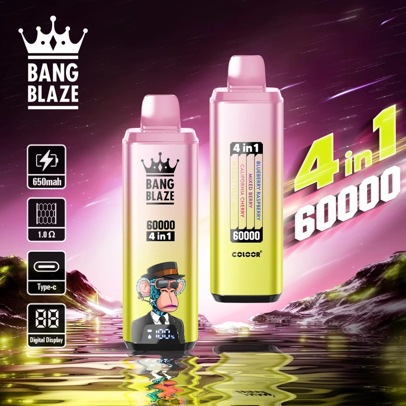 Bang Blaze® 60000 60 ezer szippantás 4 az 1-ben ízek legújabb eredeti újratölthető LCD kijelzős eldobható vape 2