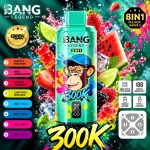 Dvě barevné varianty BANG LEGEND 300K 8v1 — 300 000 pufků, 80 ml olejová nádrž, USB-C