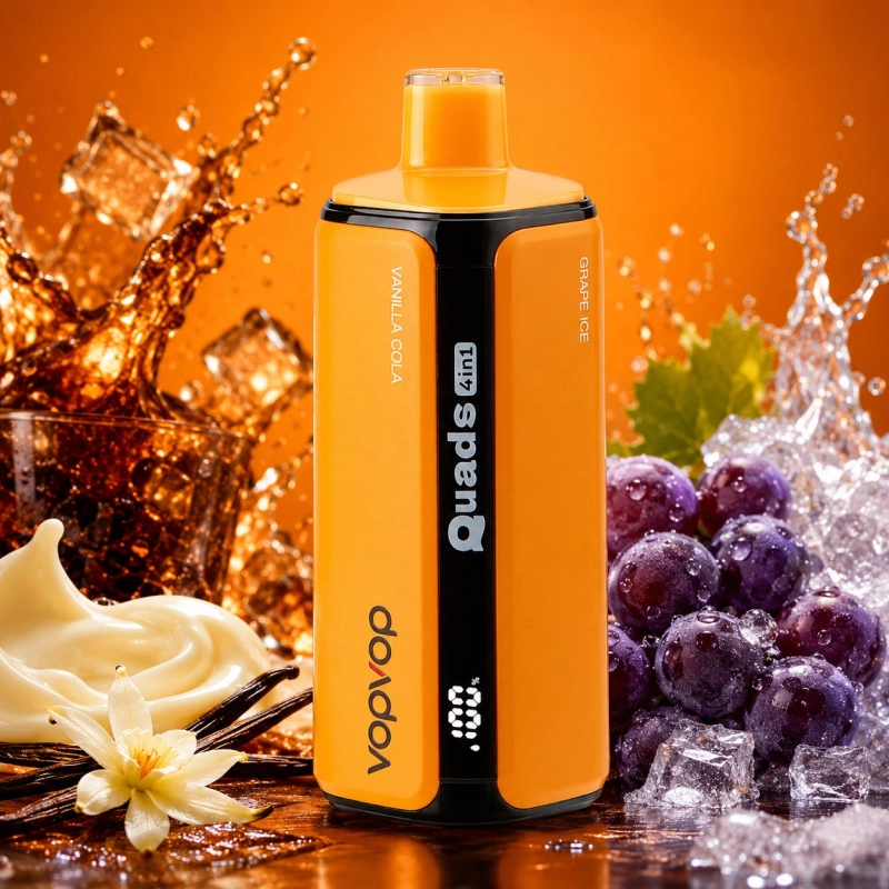 VopVop Quads 4in1 200000 slukkos eldobható vape, Vaníliás Kóla és Szőlő Jég