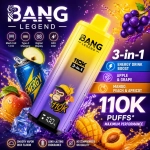 Bang Legend 110K 3-in-1 disposable vape – Peach Mango Watermelon, Cherry Cola and Passion Fruit Kiwi Lime flavor set