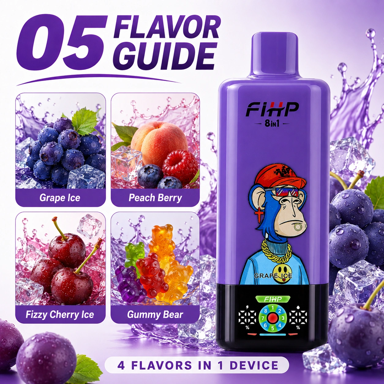 5FIHP VAPE  8in1 200K Puffs 8 Flavors Disposable Vape Wholesale
