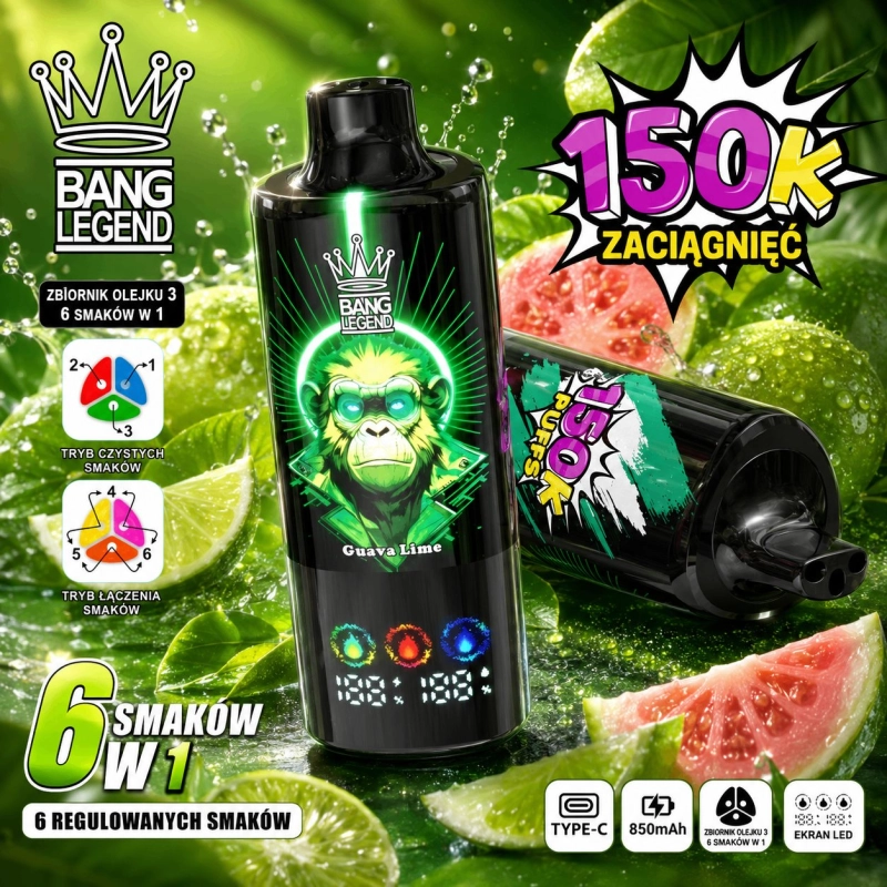 Bang Legend 150k 150000 Jednorazowy e-papieros, Guawa Limonka