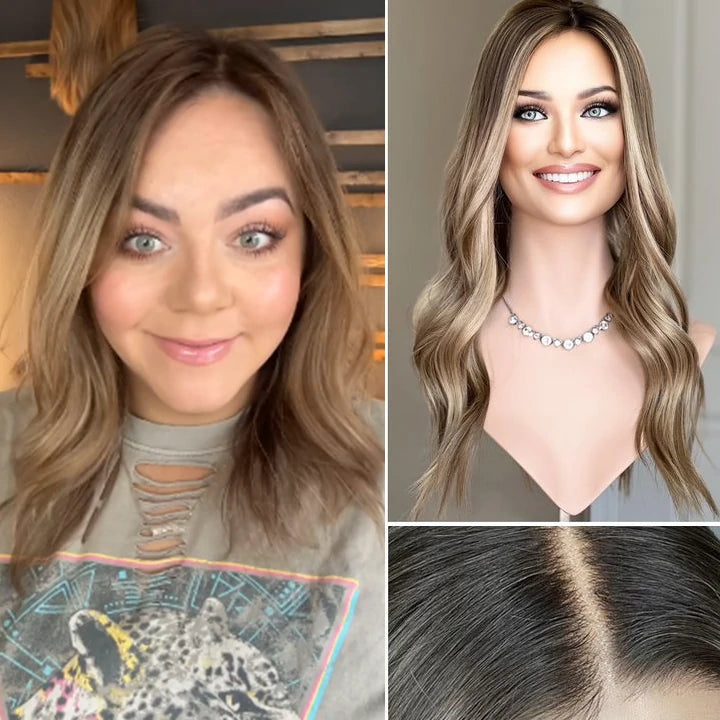 Lace Front Human Natural Hair Toppers for Women Add Fuller Hair Instantly