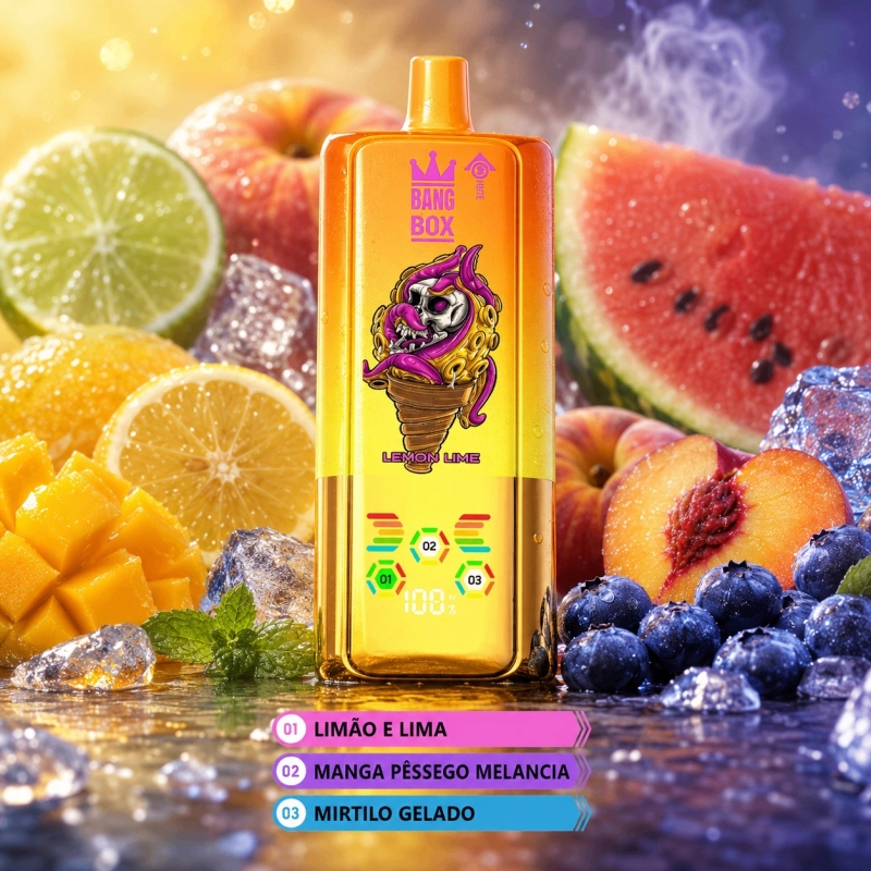 Bang Box 80000 80000 Puxadas Vape Descartável, Sabor Limão e Lima