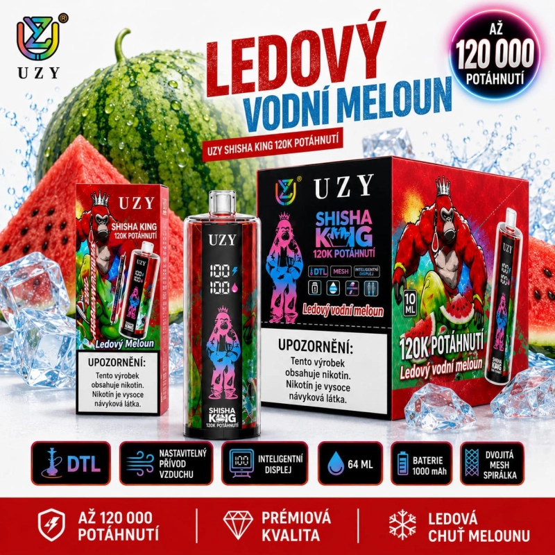 UZY Shisha Hookah King 120K Blueberry Raspberry vape příchuť borůvka malina