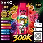 Bang Legend 300K 8 em 1 com Kiwi, Maracujá, Goiaba, Uva Gelada, Beijo da Paixão, Melancia e Pêssego Ácido
