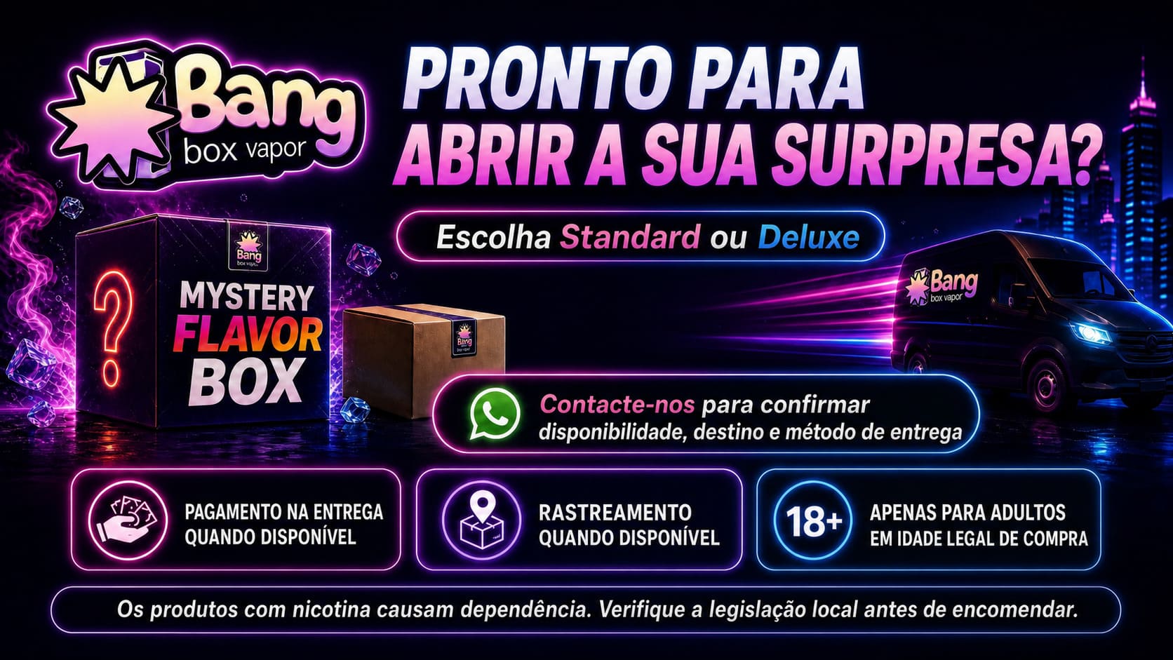 Mystery Box Bangbox-Vapor Standard ou Deluxe com pagamento na entrega, rastreamento e envio em Portugal