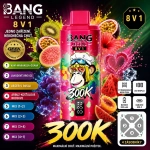 Bang Legend 300K 8 v 1 – kiwi, marakuja a guava, ledové hrozny, Passion Kiss a vodní meloun s kyselou broskví
