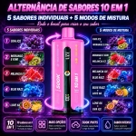 UZY Penta Flavor 500K com uva gelada, morango e kiwi, melancia gelada, Blue Rancher e Love 66.