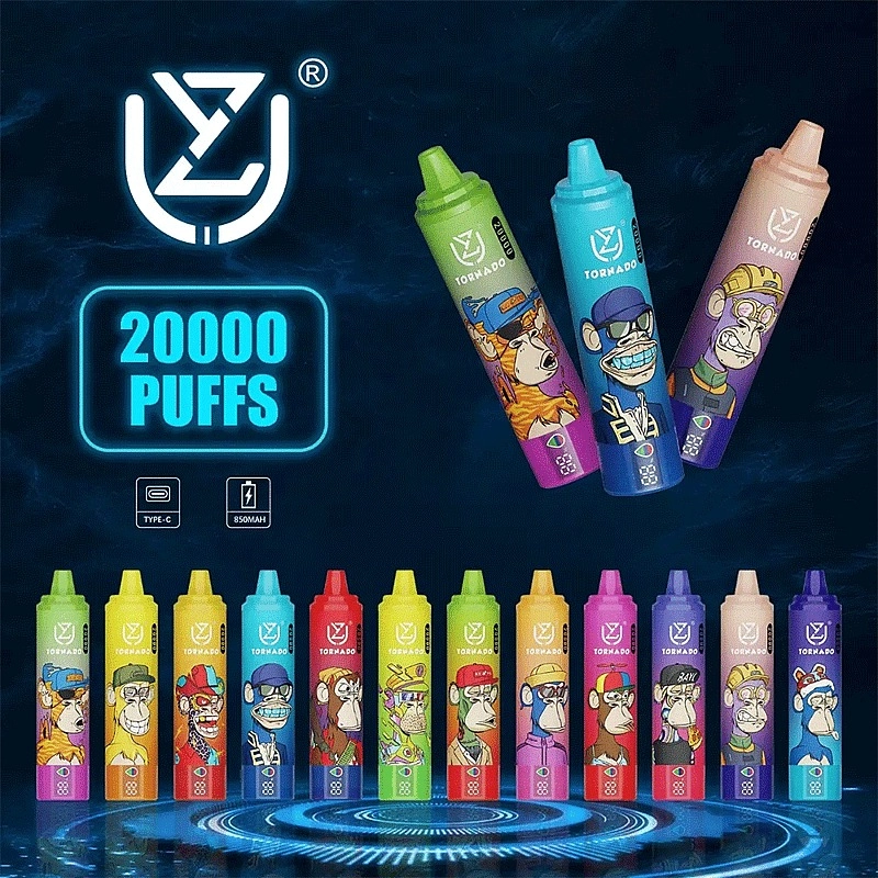 UZY Tornado 20000 potahů 0% 2% 3% 5% nikotinu LED displej nové elektronické cigaretové pero