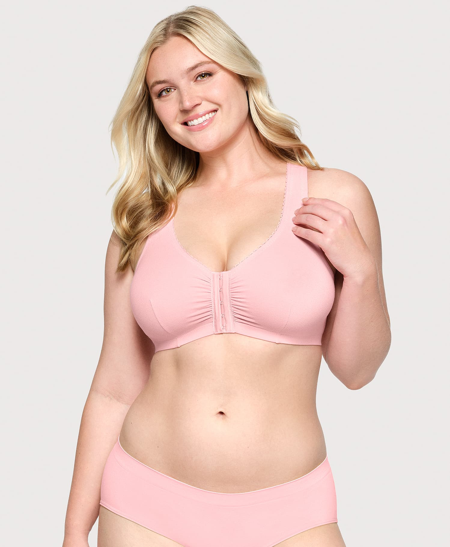 ✨Front-Closure Cotton T-Back Comfort Bra Pink Blush