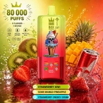BangBox 80K 3-in-1 disposable vape with Strawberry Kiwi, Sour Mango Pineapple and Strawberry Energy Drink flavors