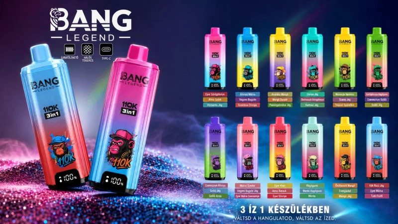 Bang Legend 110000 slukkos eldobható vape, vegyes gyümölcsös ízekben