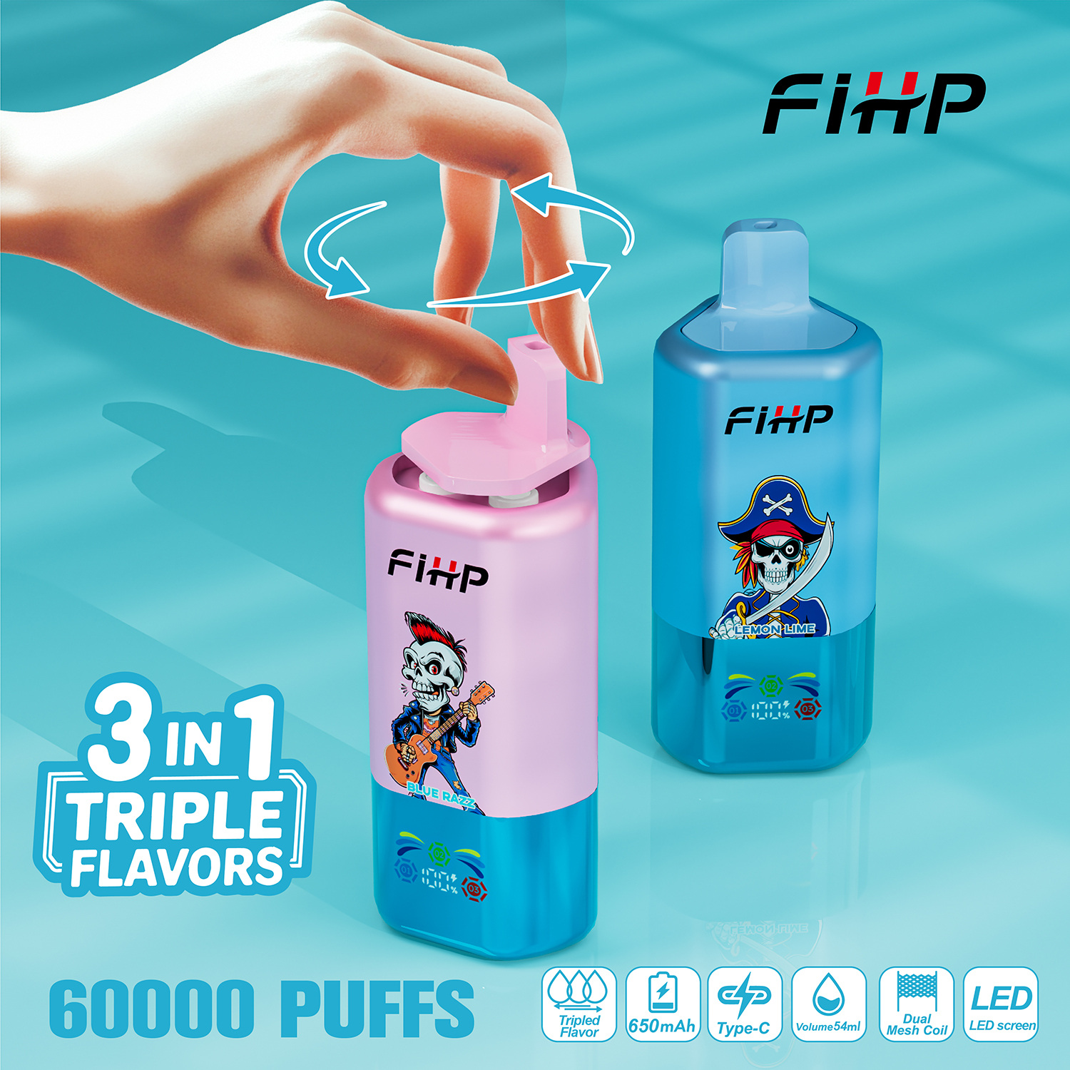 ⏳ SALE ENDS SOON⭐FIHP VAPE 60 000 Puffs 3in1