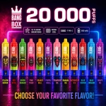 Bang Box 20000 Puffs rechargeable vape collection with 12 fruit and ice flavor options, Mesh Coil and USB-C charging