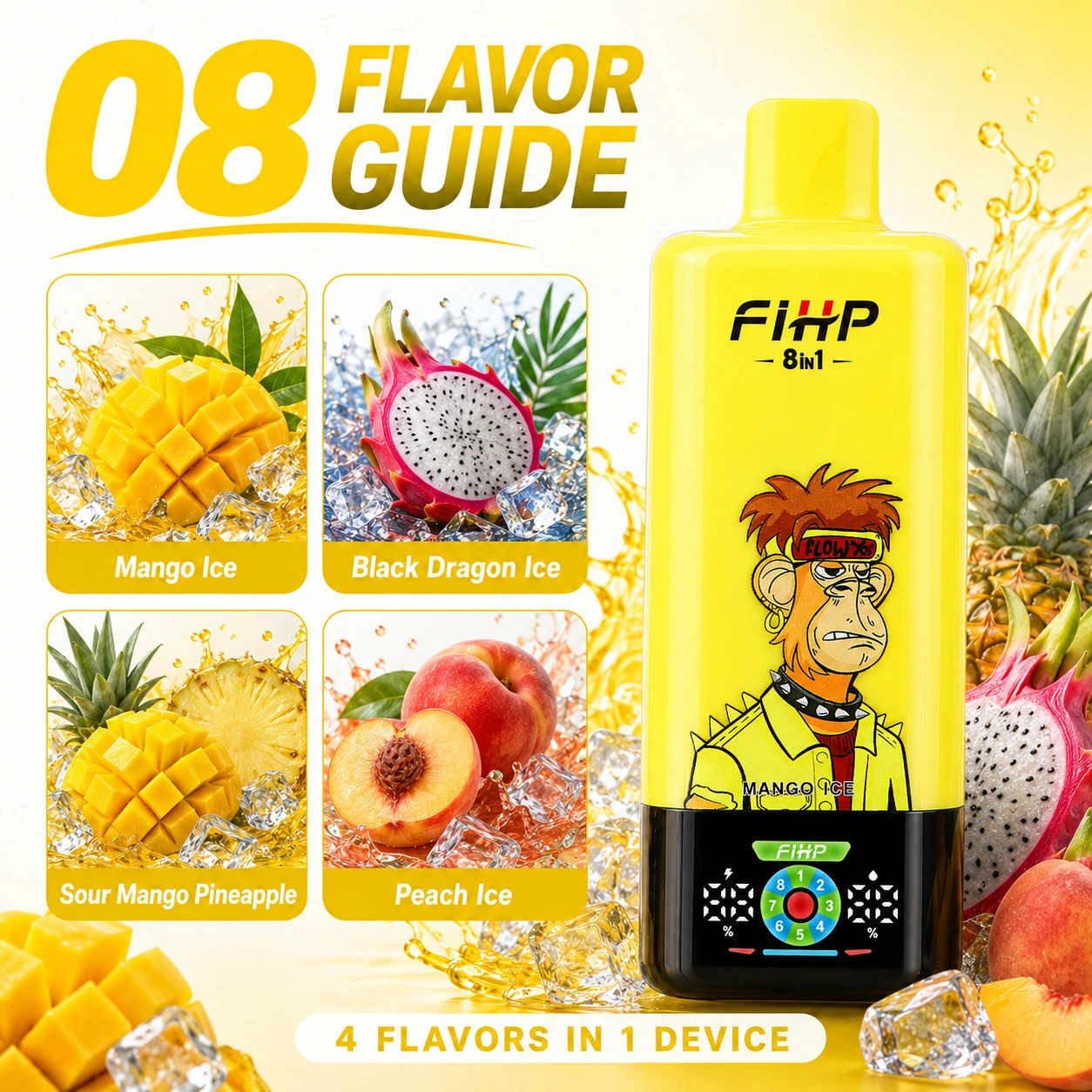 8FIHP VAPE  8in1 200K Puffs 8 Flavors Disposable Vape Wholesale