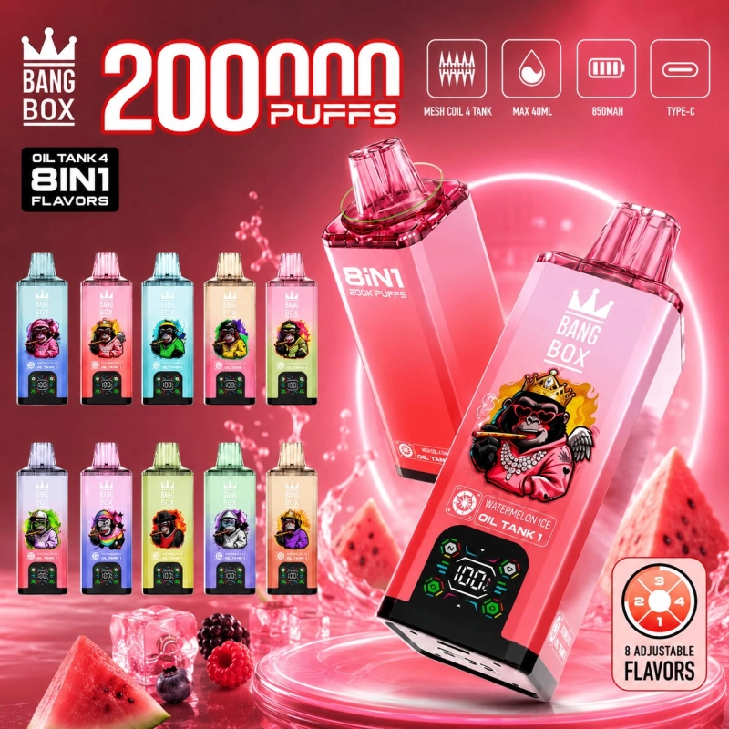 Bang Box 8IN1 200000 Puffs Disposable Vape, Multi-Flavor Watermelon Ice
