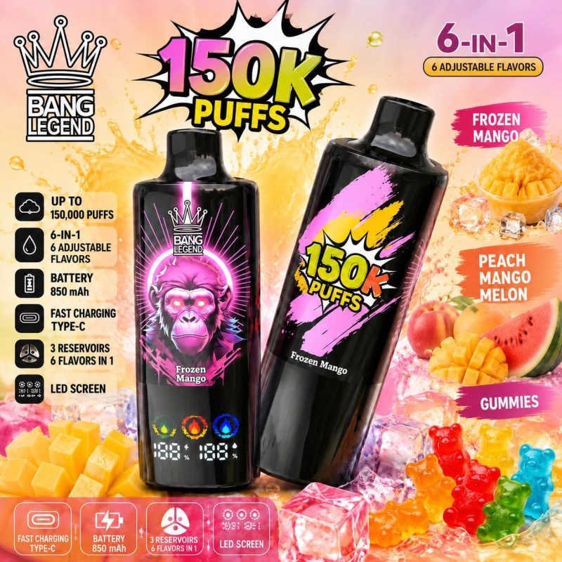 Bang Legend 150K vape Dragon Fruit Red Bull and Raspberry Watermelon flavor mix