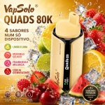 VapSolo Quads 80.000 Puffs vape sabores limão, morango gelo, framboesa melancia e cereja efervescente