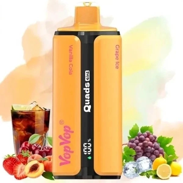 VopVop Quads 4in1 120000 slukkos eldobható vape, Vanília kóla és szőlő jég