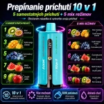 UZY 500K Penta Flavor 10 v 1 – Kiwi a Marakuja, Kyslé Mango a Ananás, Ľadová Čučoriedka, Melón a Broskyňa, Dvojité Jablko