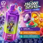 Szőlő fagylalt, mangó–őszibarack és áfonya–görögdinnye ízű 6 az 1-ben vape