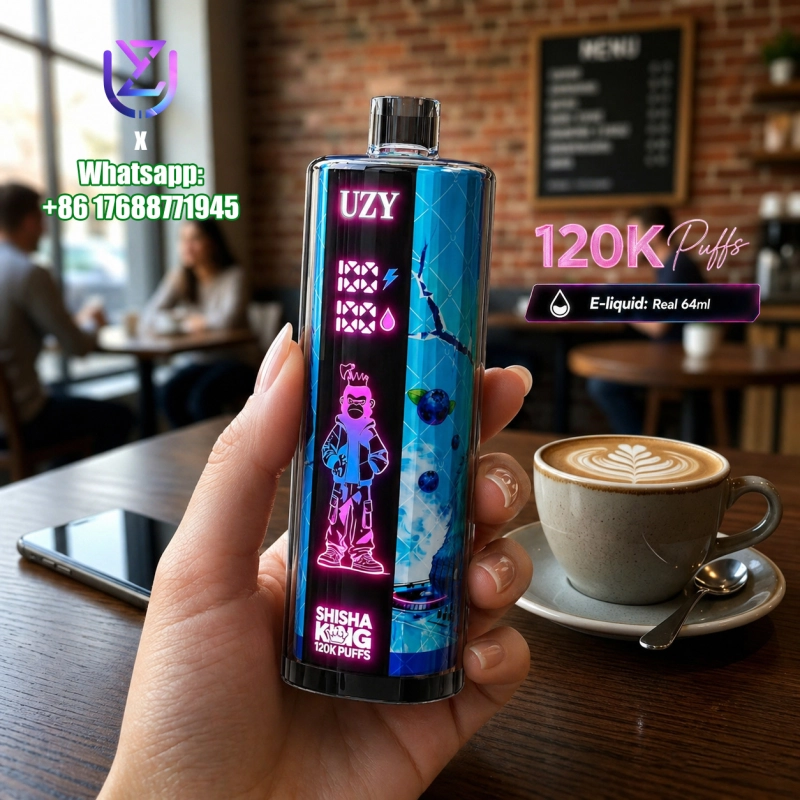 UZY SHISHA HOOKAH KING 120000 Crystal Design • Smart Screen • 120K Massive Puffs 1.Blueberry on ice