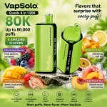 VapSolo Quads 80K 4 in 1 vape Mixed Red Berries Strawberry Mango Fruit Tea Iced Peach Tea flavors