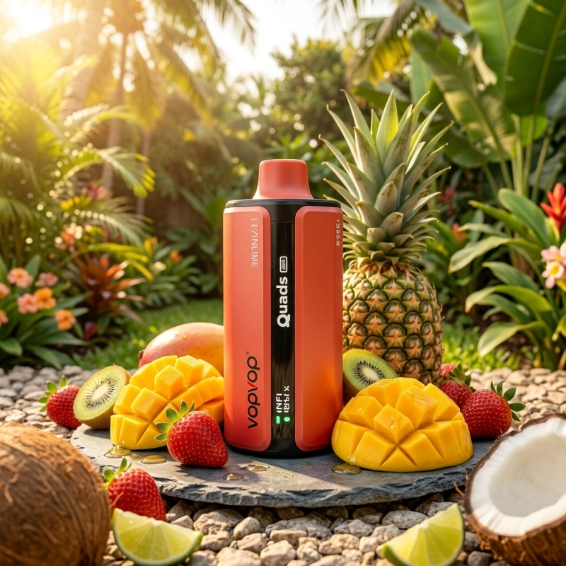 VOPVOP Quads 120K – 4 íz, 120K szippantás, rendkívül hosszú élettartamú vape Citrom és lime + Eperfagylalt + Málna és görögdinnye + Csillogó cseresznye
