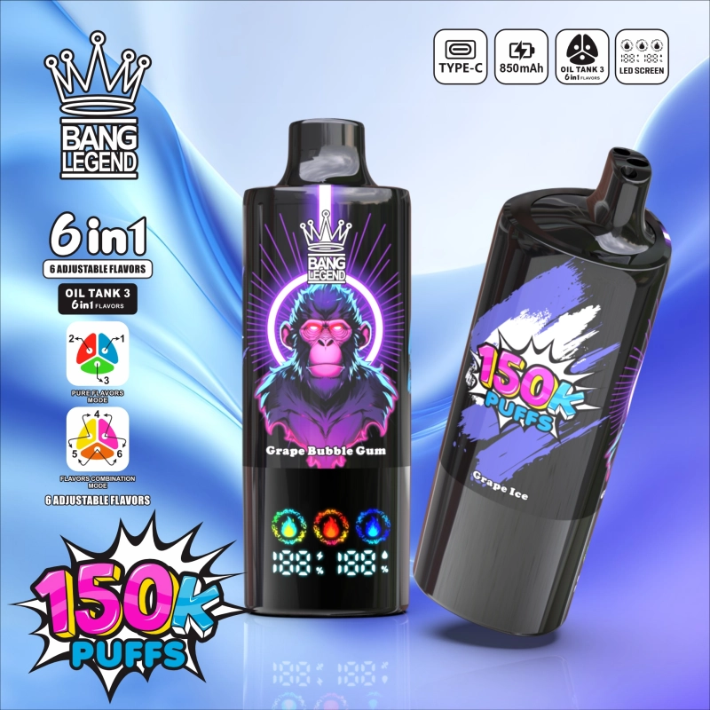 Bang Legend 6 in 1 150000 Puffs Vape, Grape Bubble Gum és Grape Ice