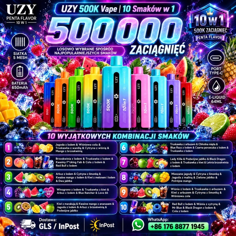 uzy-500k-vape-500000-puffs-10w1-10-smakow