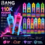 Bang Legend 110K 3 v 1 jednorázová e-cigareta – 110 000 potahů, 12 sad příchutí, USB-C a digitální displej