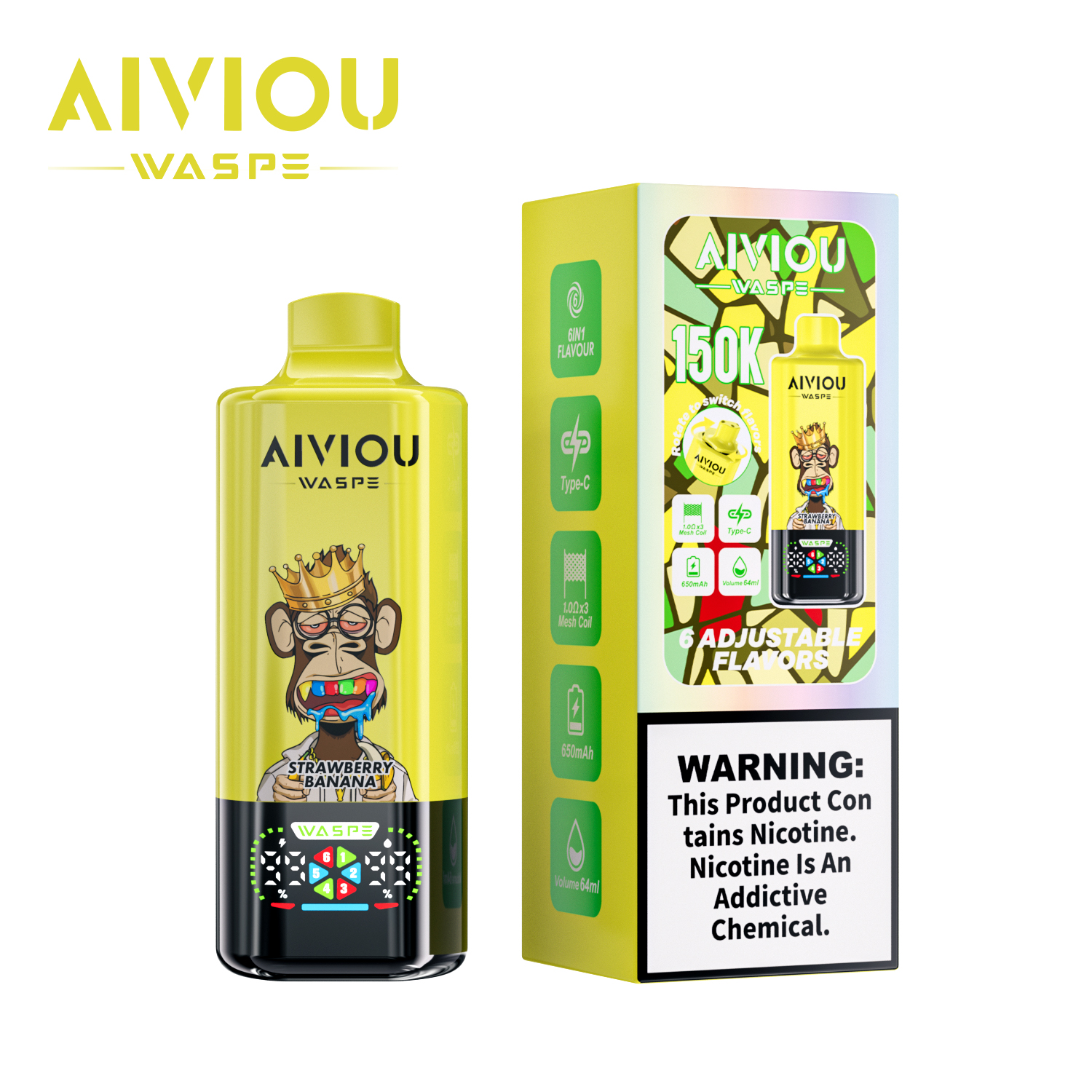 WASPE Vape– 6 smaków w jednym, łatwe przełączanie(150 000 zaciągnięć)
