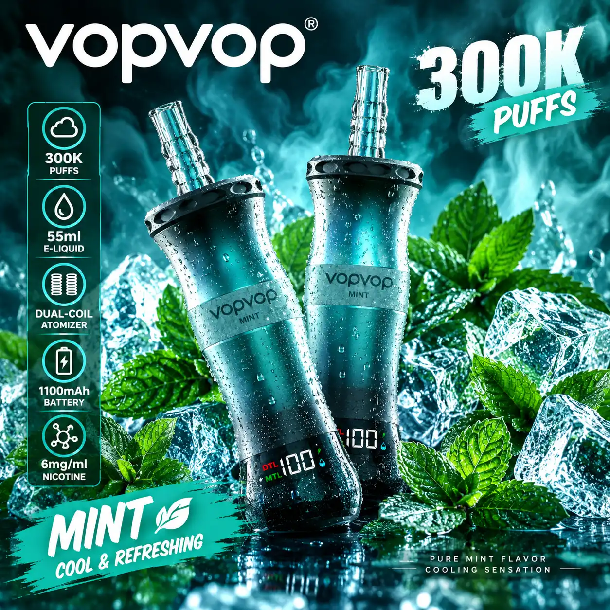 VopVop 300K Shisha Vape – 300,000 Puffs Long-Lasting Disposable Vape（The products will be shipped in 30 days.）