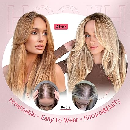Flawless Long-Layered Hair Topper for Women - Natural Volume, Ultra-Thin Base, Instant Chic, Youthful Look